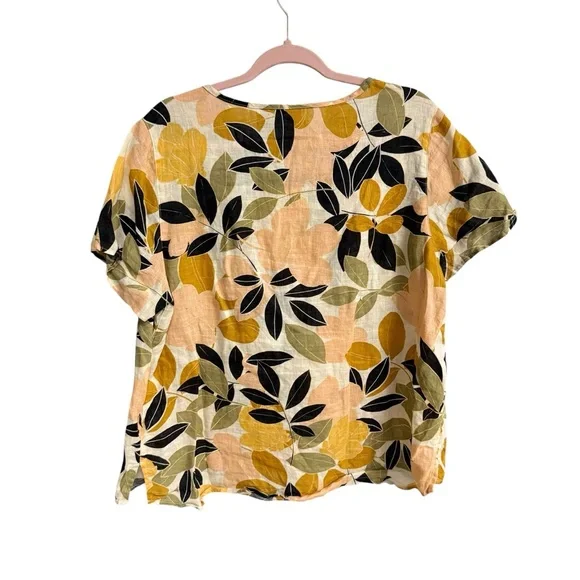 Rachel Zoe Women's S/S 100% Linen Floral Shirt Top sz 1X - Picture 3 of 10